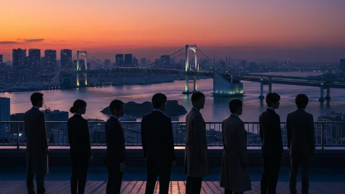 TOKYO MERのチームシルエットと東京湾